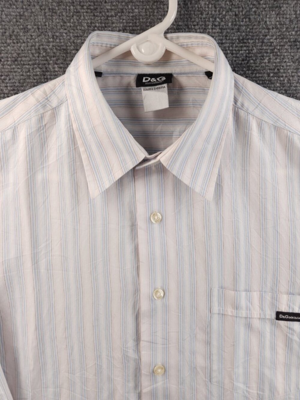 Dolce Gabbana Blue White Italy Large Ittierre Striped Shirt Mens Long Sleeve